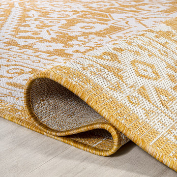 Sinjuri Medallion Textured Weave Indoor/outdoor Area Rug